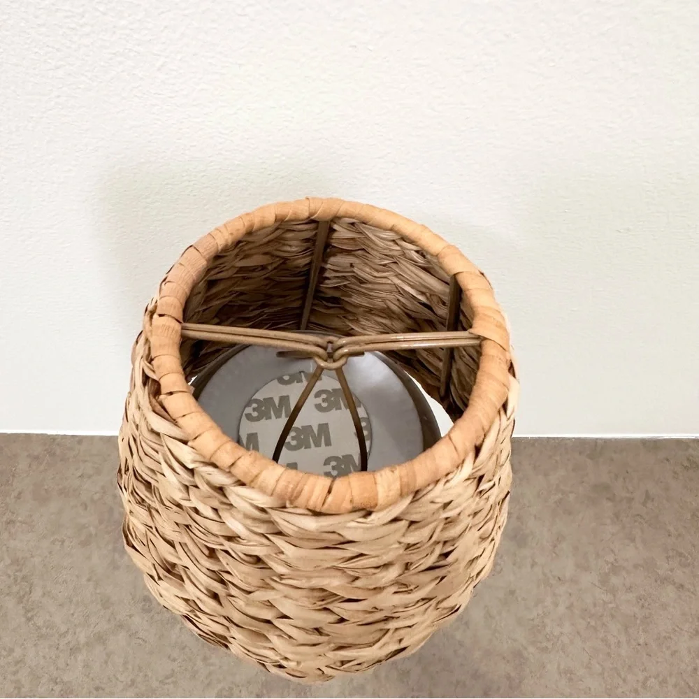 DIY Cordless Lamp Kit Basket Weaved Shade and Base Small Lampshade Table Light